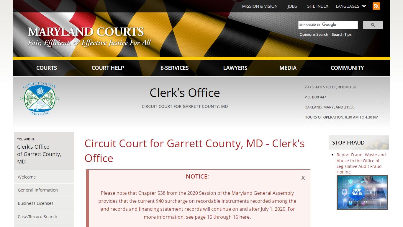 Circuit Court for Garrett County, MD - Clerk's Office ...