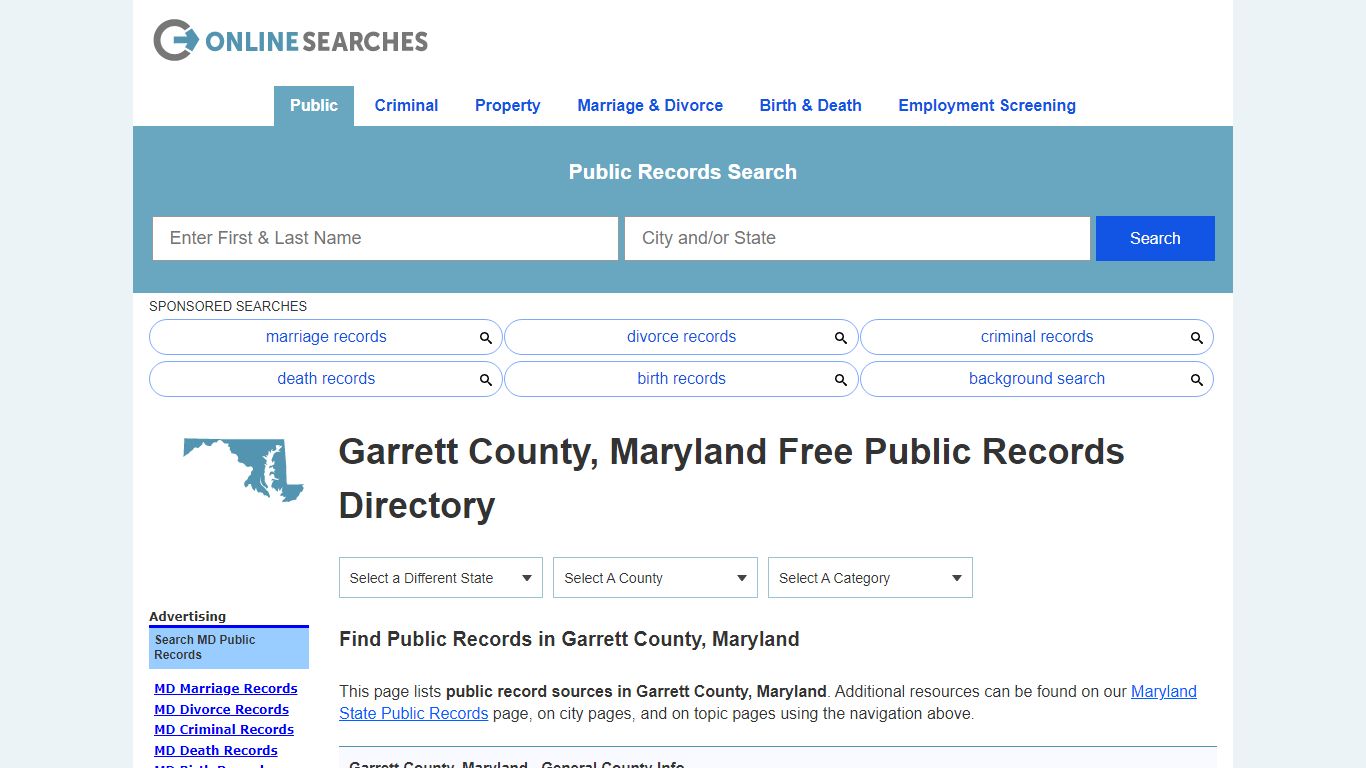 Garrett County, Maryland Public Records Directory