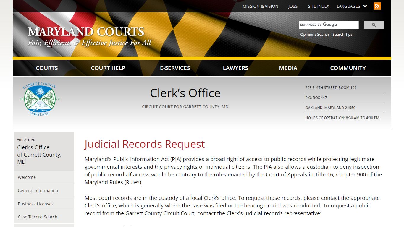 Judicial Records Request | Maryland Courts